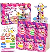 ifergoo Air Dry Clay Kit for Kids - Cakes Modeling Clay, Includes 6 Dessert Designs and Display S...
