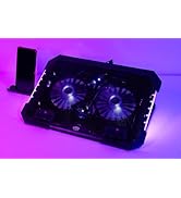 KEROLFFU RGB Gaming Laptop Cooling Pad 17-12Inch 4Fans (Customized RGB Sidelight with Switch,Lapt...