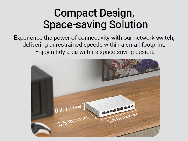 Showcasing the Size of the Network Switch Featuring a Small and Compact Design