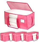 VTSVTS Pink Heavy Duty Moving Bags, 4 pcs Large Storage Bins with Lids, 29 x 14 x 14 In Moving To...