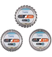 Luckyway 3-Pack 7-1/4 Inch 24T Framing &amp; 40T Crosscutting &amp; 60T Finish with 5/8 Inch Arbor TCT Ci...