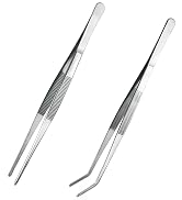 Kitchen Long Tweezers Set, LEEFONE 2 PCS 12 Inch Stainless Steel Food Tweezers with Precision Ser...