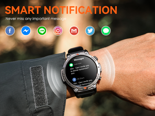  Rugged Smart Watch Fitness Tracker with Heart Rate Sleep Monitor