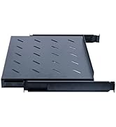 1U Adjustable Vented Sliding Server Rack Mount Shelf - 110lbs - 14-16in Adjustable Mounting Depth...