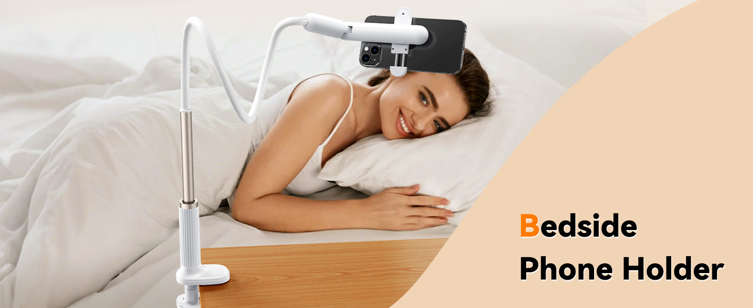 Gooseneck Cell Phone Stand with Clamp Mount for Bedside