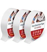 RED WOLF White Electrical Tape 3/4 in x 66ft 3 Pack, Industrial Grade UL/CSA Listed 7 Mil Thick F...