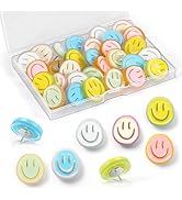 GOOLADA 30 Decorative Push Pins,6 Colors Smiley Face Push Pins, Cute Smiley Face Pins, Thumb Tack...