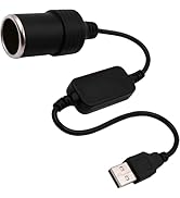 USB A Male to 12V Car Cigarette Lighter Socket Female Converter Cable for car Recorder, air Purif...