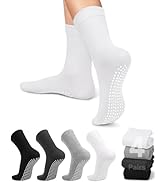 yeuG 4 Pairs Non Slip Pilates Socks with Grips for Women, Grip Socks for Yoga Barre Grippy Crew S...
