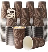 Huifany Paper Cups 16 oz 180 Pack, Disposable Coffee Cups, Dispoable Paper Drinking Cup for Coffe...