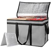 XXXL Insulated Food Delivery Bag - Reusable Thermal Cooler Grocery Bags for Doordash Catering, Pi...