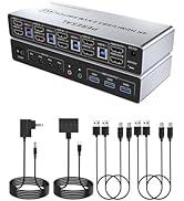 PERESAL USB 3.0 HDMI KVM Switch for 4 Computers and 2 Monitors, 4 Port Dual Monitor, 4K@60Hz Supp...