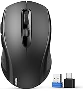 TECKNET Bluetooth Mouse (BT 5.0/3.0+2.4Ghz), 6-Level 4000 DPI Wireless Mice for Laptop, 2-in-1 Er...