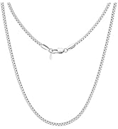 ChainsHouse Flat Box Chain Necklace Men, 2/4/6/8mm Round Link Chain Necklaces, Stainless Steel/Bl...