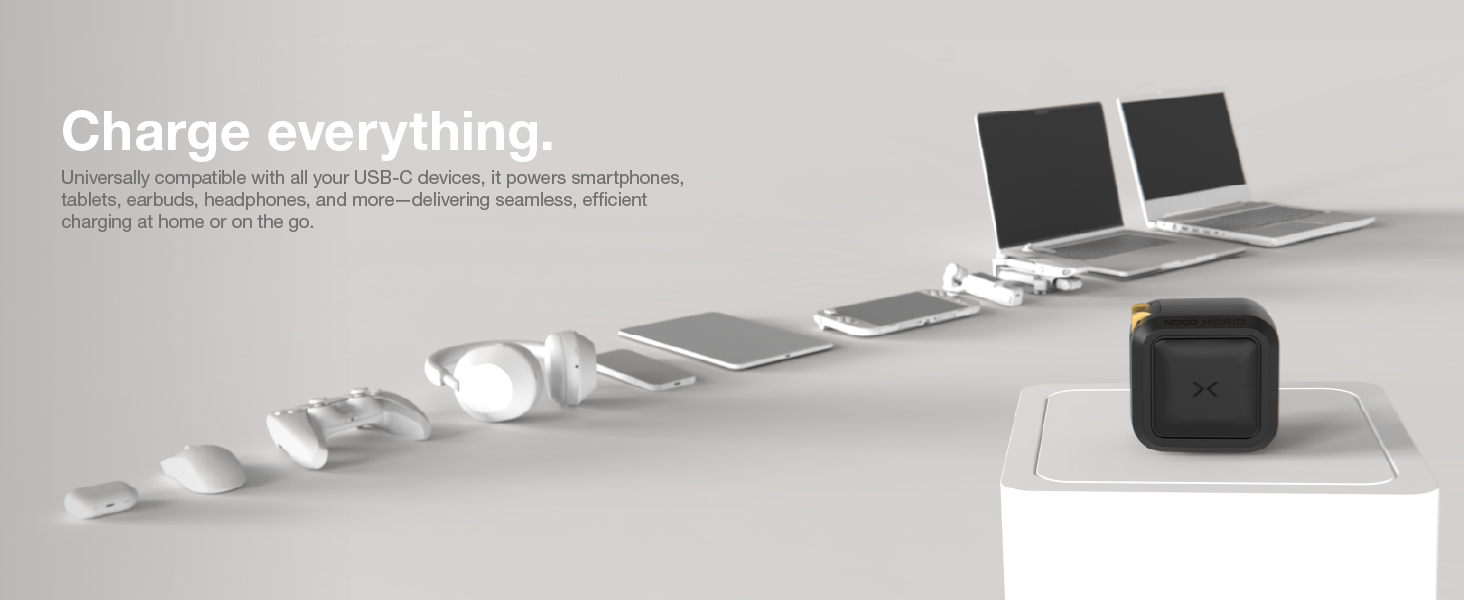 Charge everything - smartphones, tablets, laptops, headphones, earbuds, speakers, gaming controllers