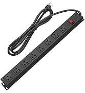 HHSOET Metal 8 Outlet Mountable Power Strip, Wall Mount Outlet Power Strip Heavy Duty, Wide Space...