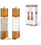2pcs Wooden Salt Shaker and Pepper Grinder Set,8 Inch Salt and Pepper Shakers with Adjustable Cer...