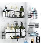 GearFusion Shower Caddy Adhesive Bathroom shelves,5 Pack Rustproof Stainless Steel Bathroom Stora...