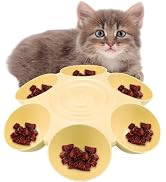 DOERDO Cat Feeding Bowl, Plastic Cat and Dog Food Bowl with 6 Bowls, Multiple Pet Dinner Feeder f...