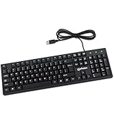 Manhattan Wired Computer Keyboard – Basic Black Keyboard - with 4.5ft USB-A Cable, 104-keys, Fold...