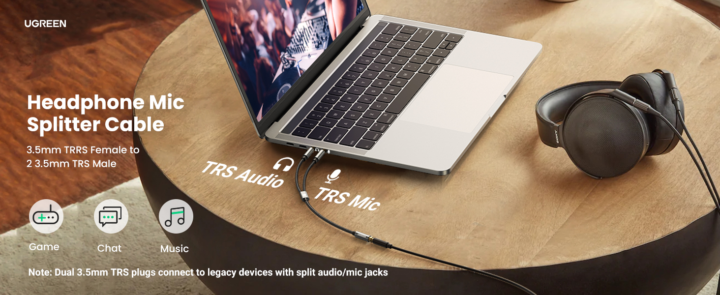 headphone splitter audio adapter mic microphone jack y splitter headset cable 