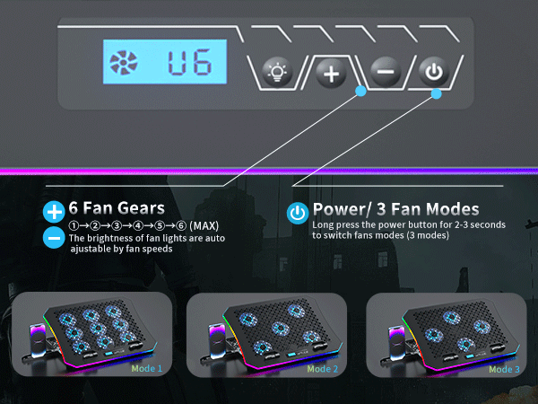 3 Fan Modes & 6 Fans speed