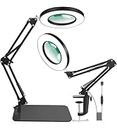 12X Magnifying Glass with Light and Stand, 2-in-1 Lighted Magnifier with Light Hands Free, 5 Colo...
