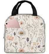 Lunch Bag Vintage Botanical Flower Leaf Insulated Lunch Box Reusable Cooler Tote for Adults Stude...
