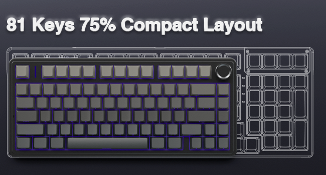 75% percent mechanical keyboard with knob compact rgb backlit keyboard mechanical gaming keyboard