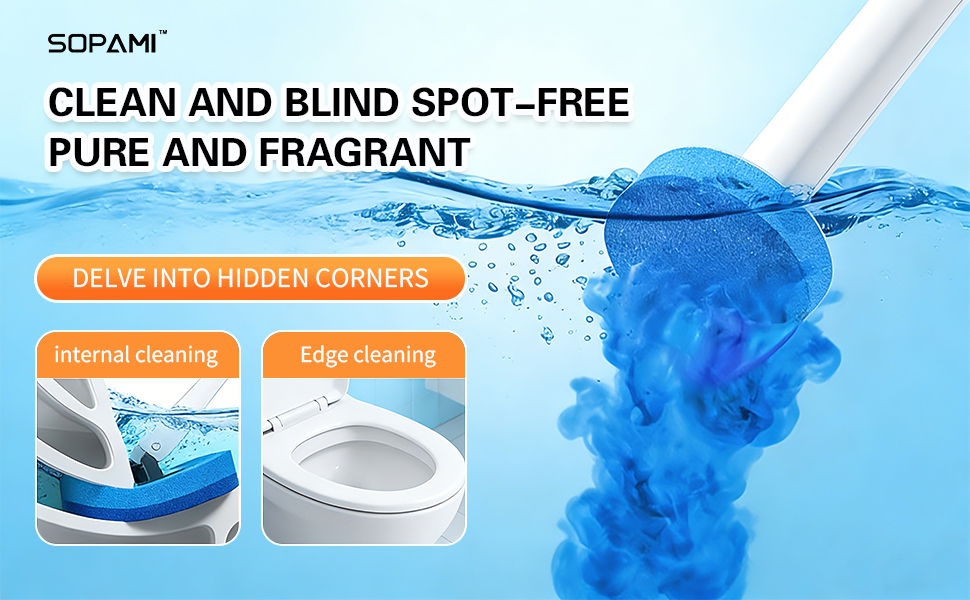 SOPAMI 32pcs Disposable Toilet Brush Sponge Head Refills