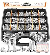 Dianrui 1200 PCS Wood Screws Assortment Kit, Assorted Stainless Steel Screws M3/M4/M5/M6, ?Philli...