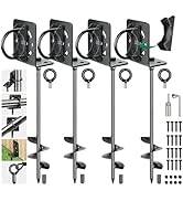 hannger Ground Anchors Screw in - Heavy Duty Trampoline Stakes with Brackets - Multi Purpose Mobi...