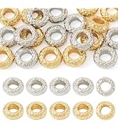 Craftdady 20Pcs Groove Flat Round Spacer Beads Brass Disc Spacer Beads 2 Colors Real Gold Platinu...