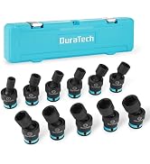 DURATECH 3/8" Drive Impact Swivel Socket Set, 11 Pcs Shallow Wobble Sockets | 8-19mm, Metric, Uni...