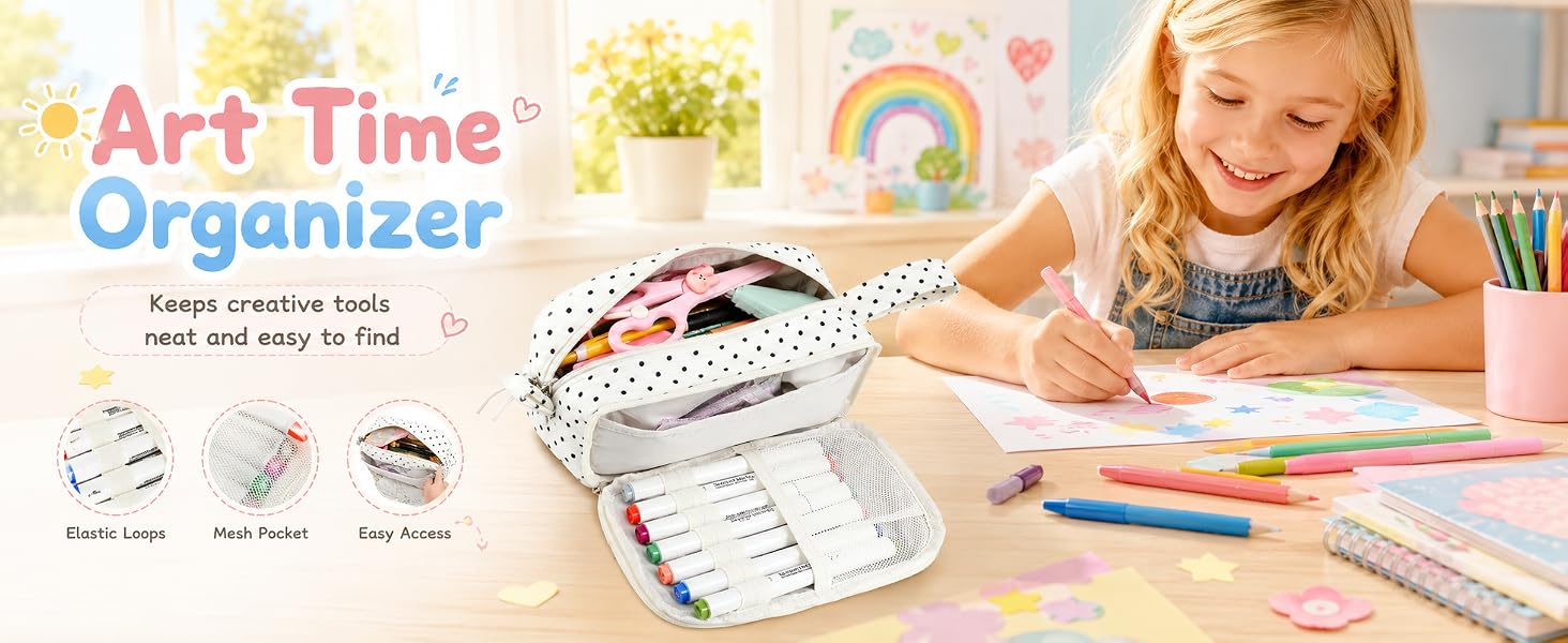 Big Capacity Pencil Case Pencil Pouch Cute Pencil Box Pencil Bag for Teen Girls Boys Black dots