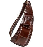 Ariscobull - Leather Sling Bag - Crossbody Backpack for Men - Crossbody Bag - Messenger Bag for M...