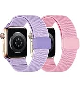 2 Pack Stretchy Nylon Solo Loop Compatible with Kids Apple Watch Bands 38mm 40mm 41mm&amp; 42mm 44mm ...
