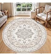 6ft Washable Kitchen Round Rug: Non-Slip Circle Area Rug for Living Room Dining Room Under Table ...