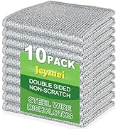 Jeymei 10pcs Non Scratch Wire Dishcloth Multipurpose Wire Dishwashing Rag for Wet and Dry,Metal S...
