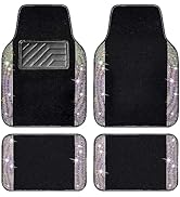 CAR PASS Iridescent Bling Rhinestones Diamond Car Floor Mats Waterproof, Anti-Slip PVC Heel Pad, ...