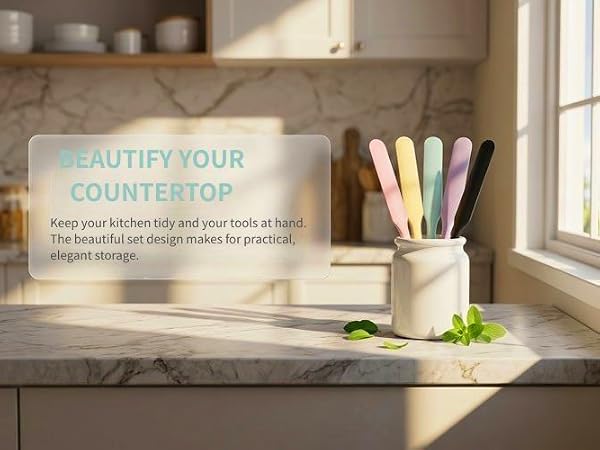 5 colorful silicone spatula set, pastel kitchen silicone baking tools set, tidy home kitchen decor