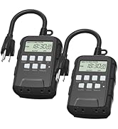 BN-LINK 7 Day Outdoor Heavy Duty Digital Programmable Timer, Outdoor Timer Outlet Waterproof, Gro...