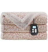 LaffyLo Electric Heated Blanket Full Size 72x84 - Leopard Print Flannel Soft Heating Blanket with...