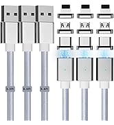 Magnetic Charging Cable 3A Fast Charging(3 Pack,3.3/6.6/6.6ft) 3 in 1 Magnetic Phone Charger Cabl...