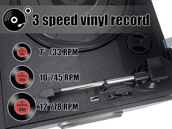 3 speed record player