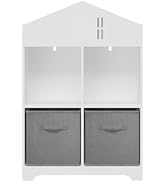 Donext Kids Bookshelf, Kids Toy Storage Organizer, 2-Tier Storage Display Organizer with 2 Collap...