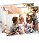 JOHOUSE 4 x 6 Acrylic Picture Frames 2 Pack, Double Sided Magnetic Photo Frames Self Standing Fra...