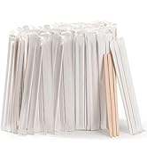 MFJUNS 600pcs Individually Wrapped Wooden Coffee Stirrers - 5.5" Coffee Stir Sticks, Round End Di...