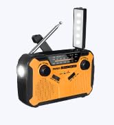 PRUNUS Emergency NOAA Weather Radio with 11100mWh Portable Power Bank, AA Batteries/Solor/Hand Cr...