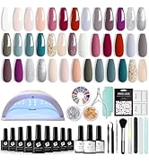 MIRAGE LAYON 43 Pcs Gel Nail Polish Kit with U V Light 20 Colors Gel Polish Nail Kit All Season 1...